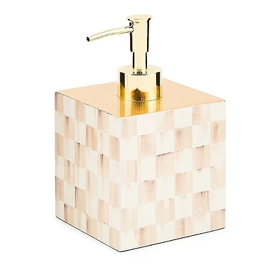 MacKenzie-Childs Mocha Check Glass Soap Pump