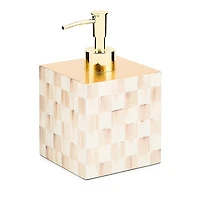 MacKenzie-Childs Mocha Check Glass Soap Pump