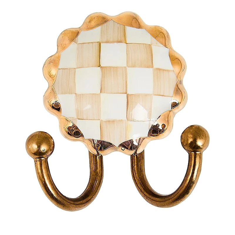 MacKenzie-Childs Mocha Check Round Hook