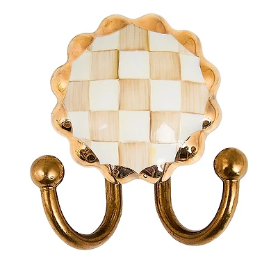 MacKenzie-Childs Mocha Check Round Hook