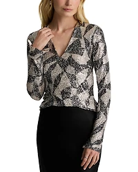 St. John Cubist Geometric Paillettes Top
