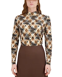 Point Printed Mock Neck Top