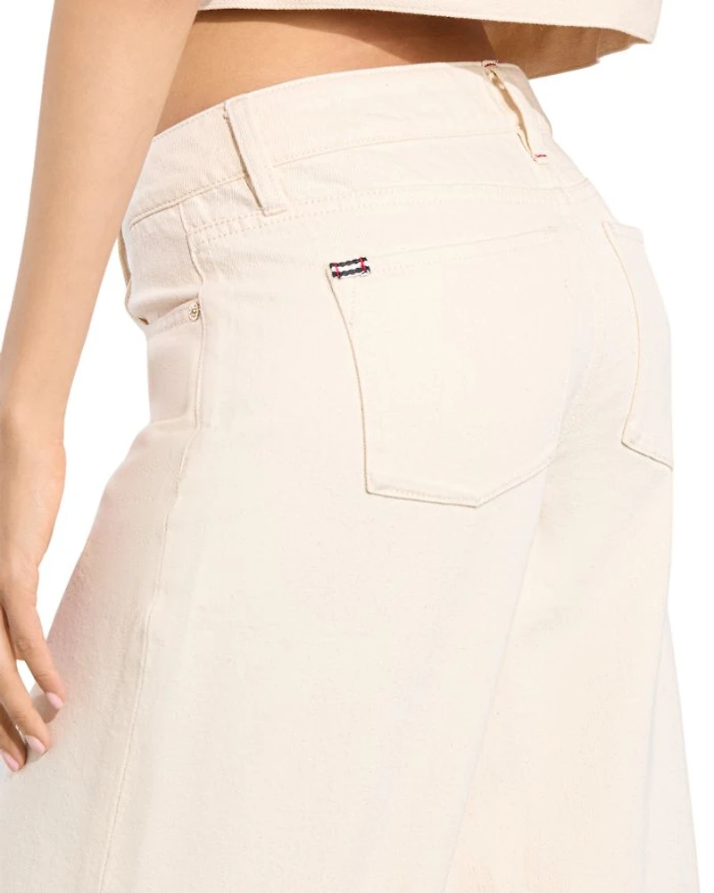 Amazing Low Rise Cropped Wide Leg Jeans Natural