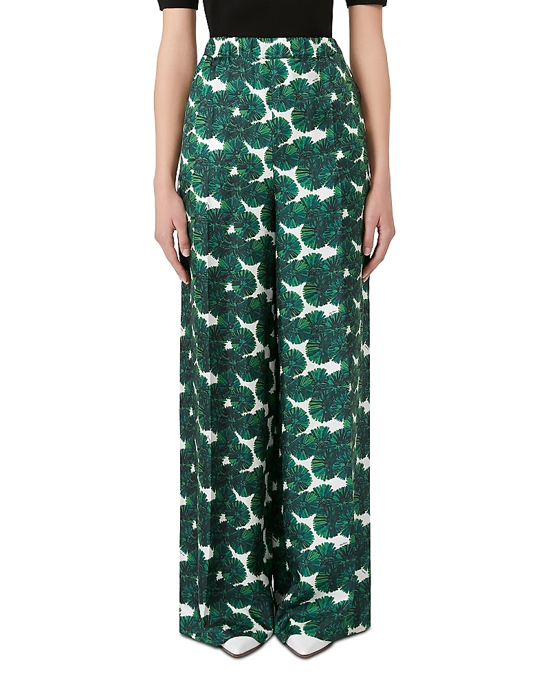 Max Mara Silk Printed Wide Leg Pants