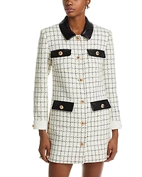 Self-Portrait Windowpane Check Boucle Mini Dress