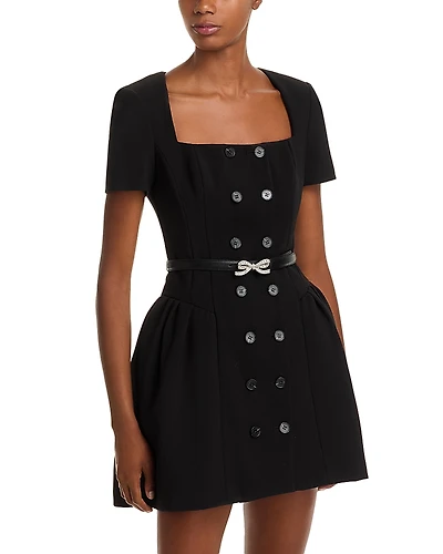 Self-Portrait Black Crepe Short Sleeve Mini Dress