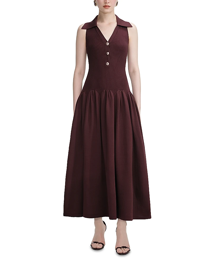 Self-Portrait Ribbed Midi Dress