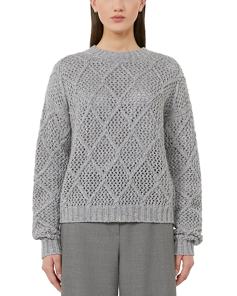 Max Mara Studio Ellade Diamond Knit Sequin Sweater