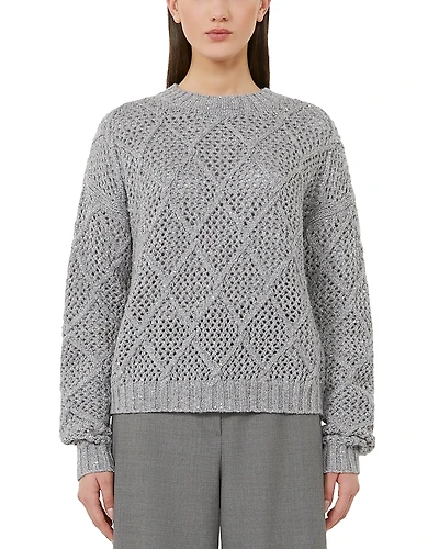 Max Mara Studio Ellade Diamond Knit Sequin Sweater