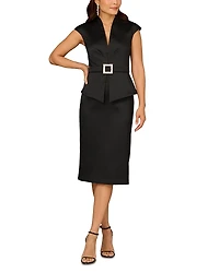 Aidan Mattox Mikado Buckle Sheath Dress