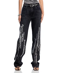 alexanderwang. t Ez Vertical Screen Print High Rise Straight Wide Leg Jeans