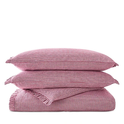 Christy Gingham Ruffle Duvet Cover Set, Full Queen
