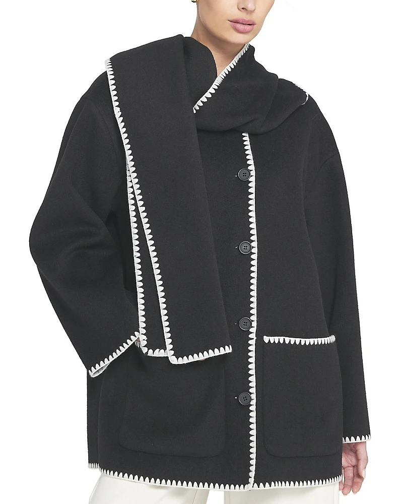 Elle Collection Detachable Scarf Coat