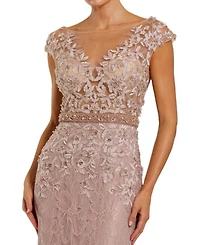 High Neck Shoulder Flower Detail Mermaid Gown