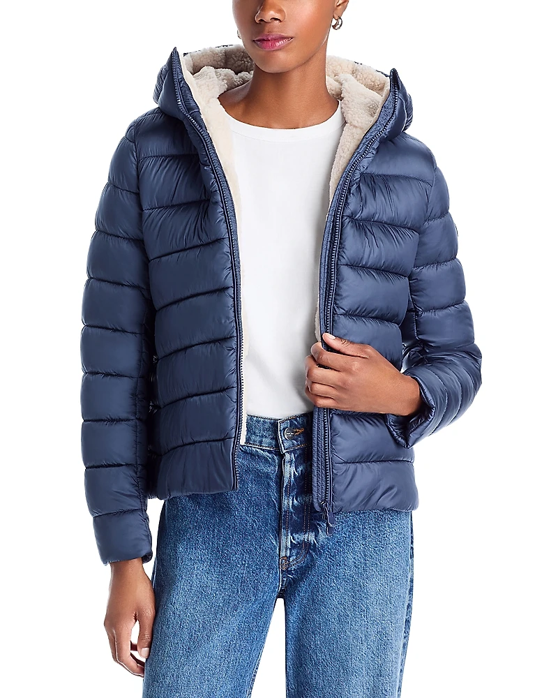 Save The Duck Gretel Faux Shearling Hooded Puffer Jacket
