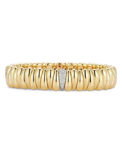 18K White & Yellow Artiglio Diamond Stretch Bracelet