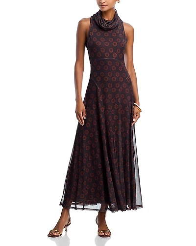 Aqua x Angelica Hicks Turtleneck Mesh Maxi Dress - Exclusive