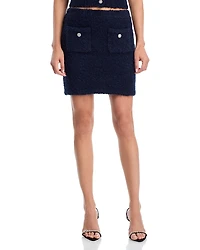 Aqua Boucle Crystal Button Skirt - Exclusive