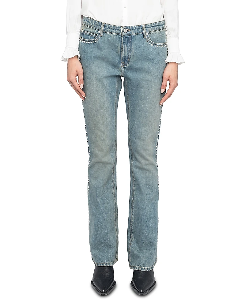 Zadig & Voltaire Eclip Denim High Rise Stud Trim