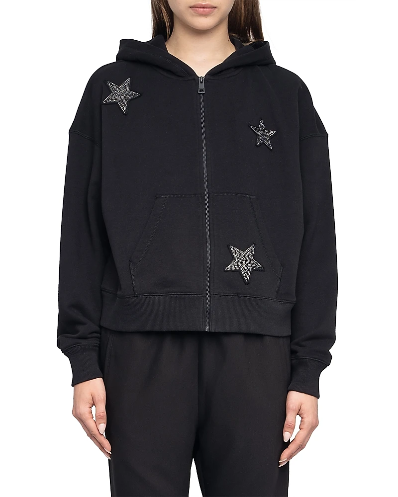 Zadig & Voltaire Mia Zip Pmo Ao Stars Embellished Hoodie
