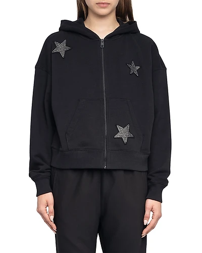 Zadig & Voltaire Mia Zip Pmo Ao Stars Embellished Hoodie