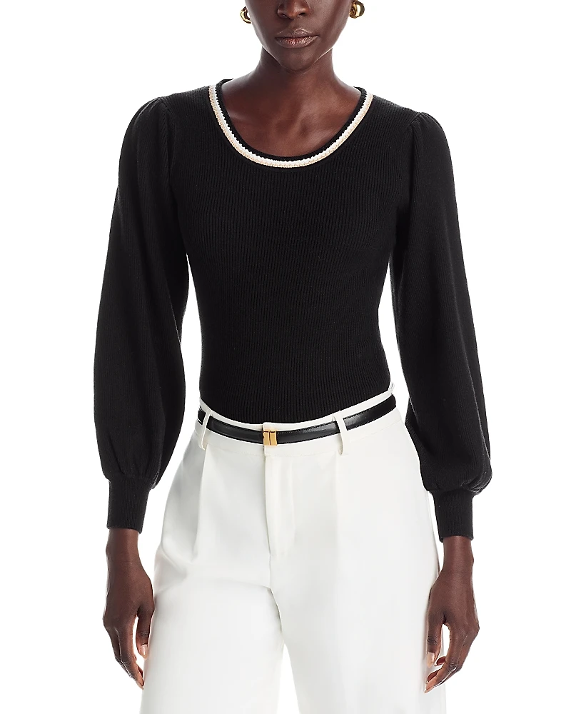 T Tahari Blouson Sleeve Tipped Sweater