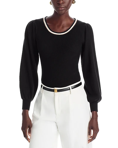 T Tahari Blouson Sleeve Tipped Sweater