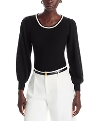 T Tahari Blouson Sleeve Tipped Sweater