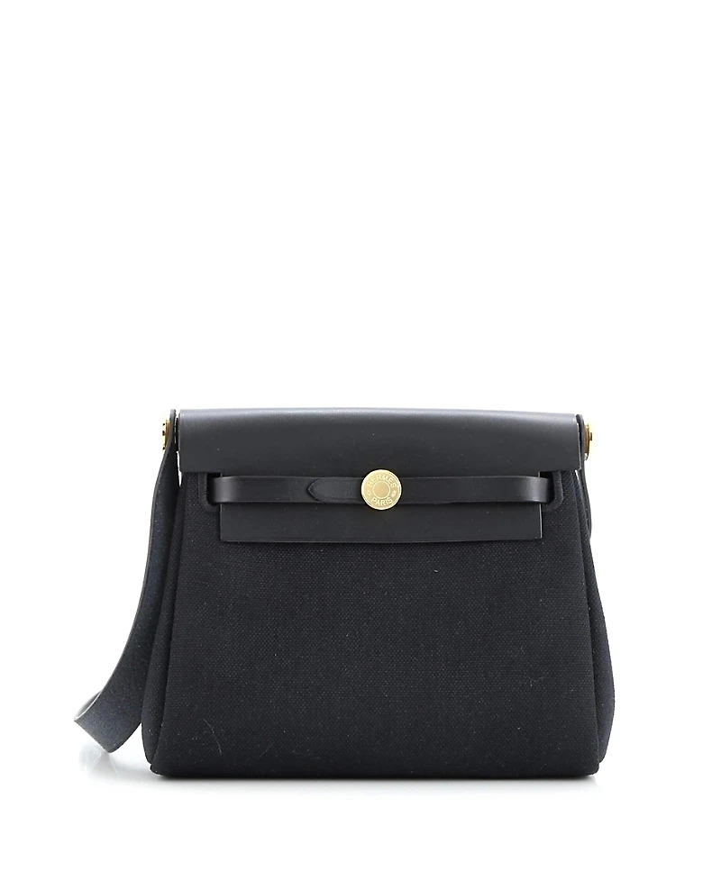 Pre-Owned HERMES 20 Herbag Zip Toile and Leather