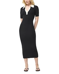 French Connection Cosysoft V Neck Collared Midi Dress