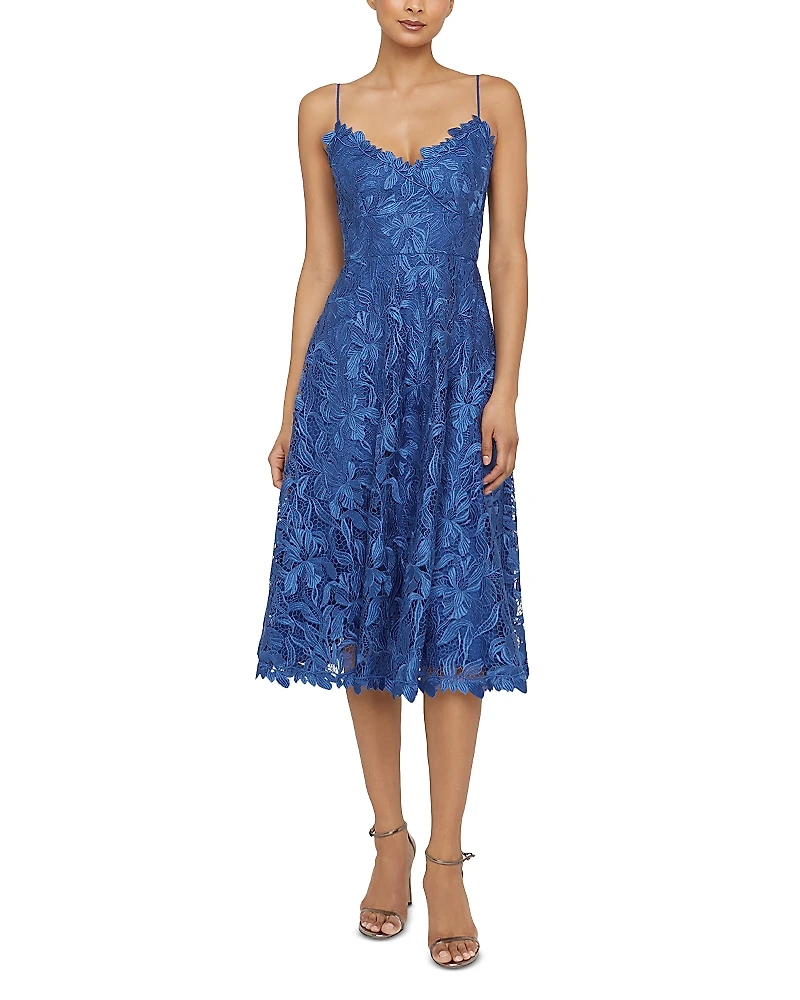Theia Ainslie Lace Midi Dress