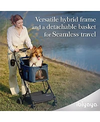Essential Travois Tri Fold Pet Travel System XL with Detachable Carrier Pet Stroller