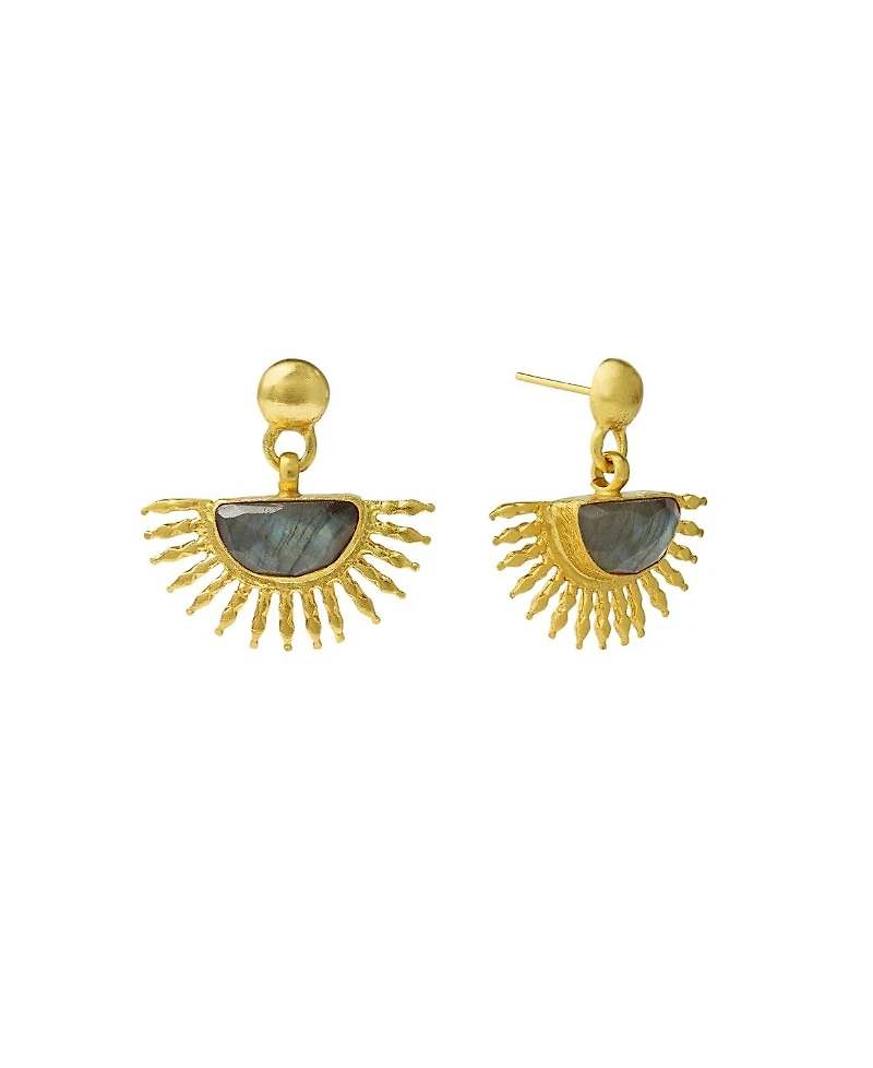 Ottoman Hands Sunrise Labradorite Drop Stud Earrings