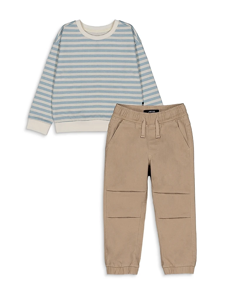 Joe's Jeans Boys' Striped Sweatshirt & Stretch Twill Jogger Pants Set - Little Kid