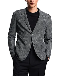 Emporio Armani Chevron Motif Knit Effect Wool Regular Fit Blazer