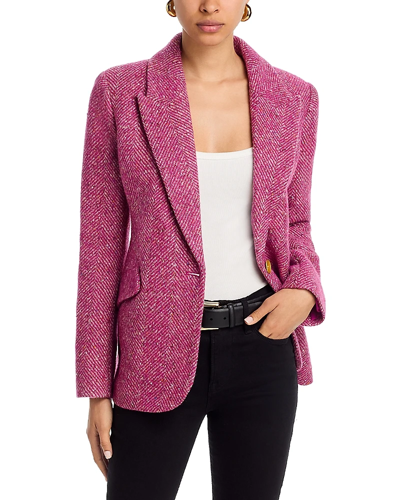 L'Agence Chamberlain Wool Blend Herringbone Blazer