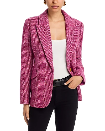 L'Agence Chamberlain Wool Blend Herringbone Blazer