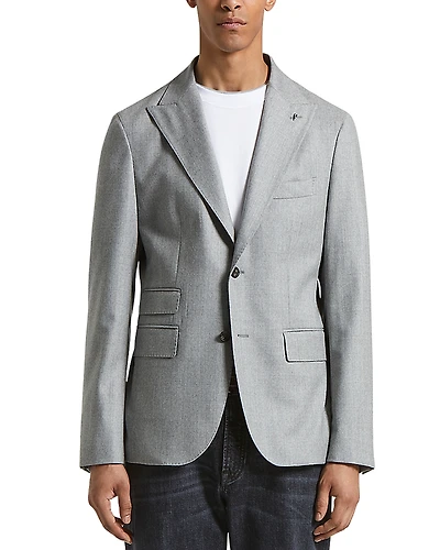 Peserico Solid Regular Fit Peak Lapel Sport Coat