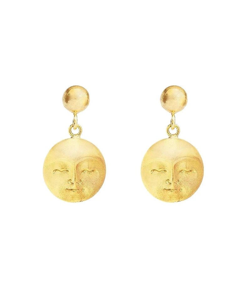 Ottoman Hands Moon Face Drop Earrings