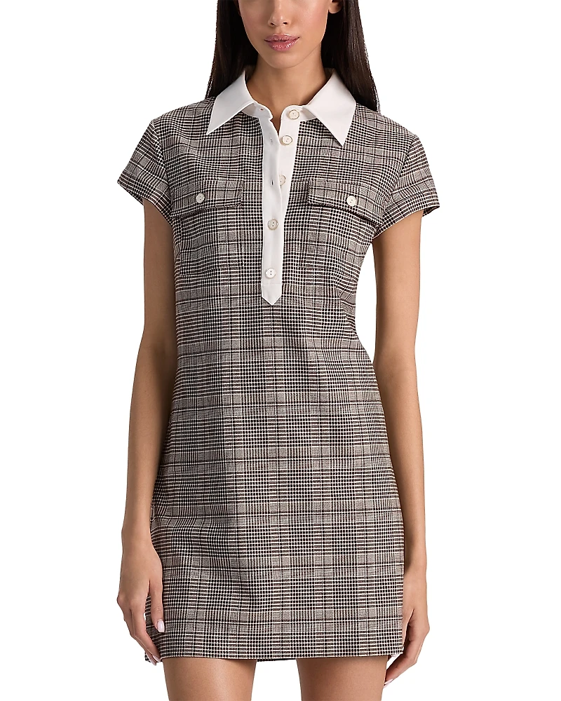 Alice and Olivia Darby Plaid Cap Sleeve Mini Dress