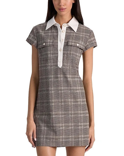 Alice and Olivia Darby Plaid Cap Sleeve Mini Dress
