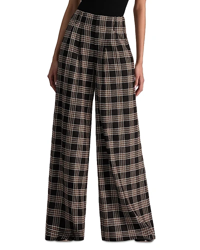 Alice and Olivia Eloise Plaid Wide Leg Pants
