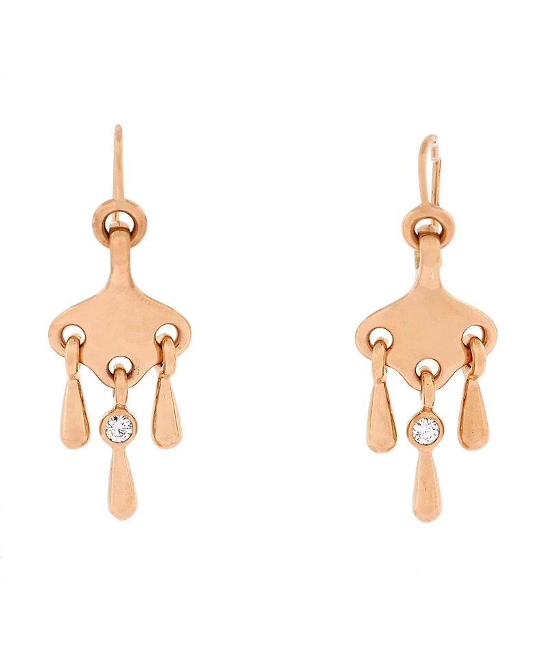 Pre-Owned Hermes Filet d'Or Earrings 18K Rose Gold and Diamond
