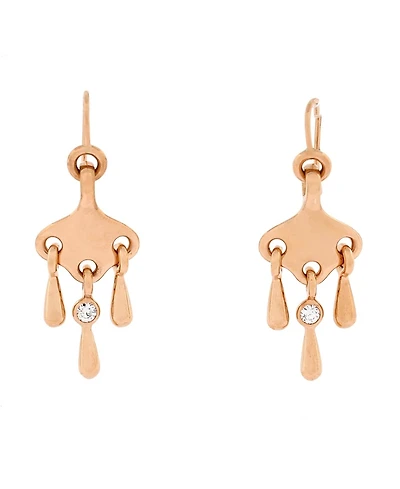 Pre-Owned Hermes Filet d'Or Earrings 18K Rose Gold and Diamond