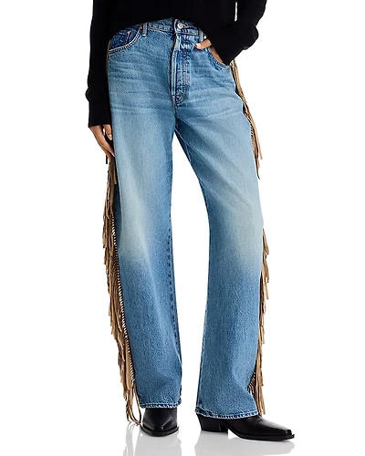 Mother The Fringe Halfpipe Button Sneak High Rise Jeans