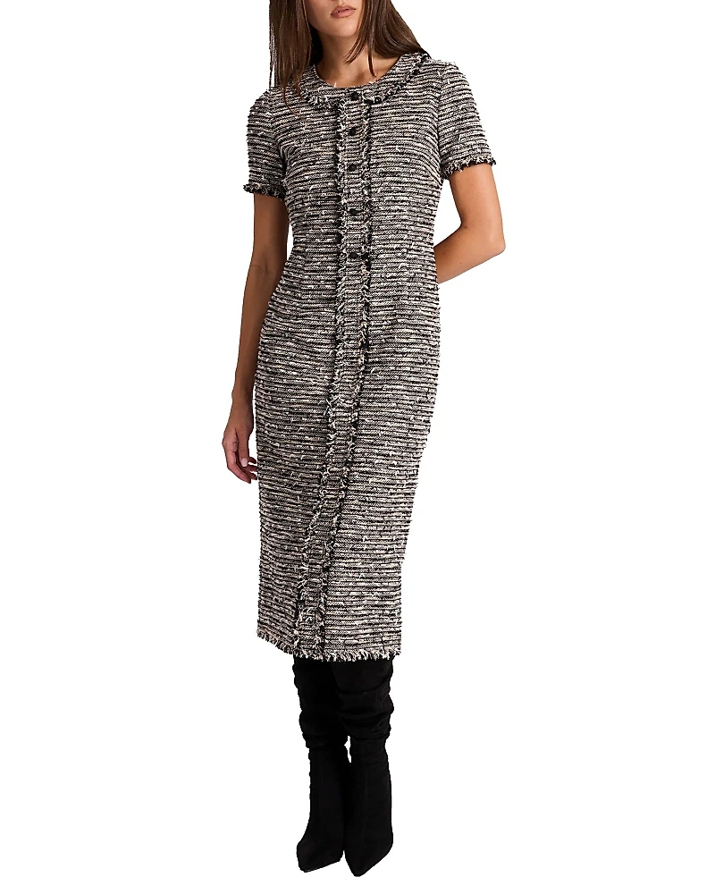 Santorelli Cass Midi Modern Tweed Sheath Dress