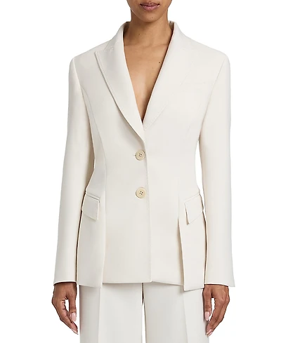 Santorelli Mimi Soft Stretch Crepe Double Button Open Flap Jacket