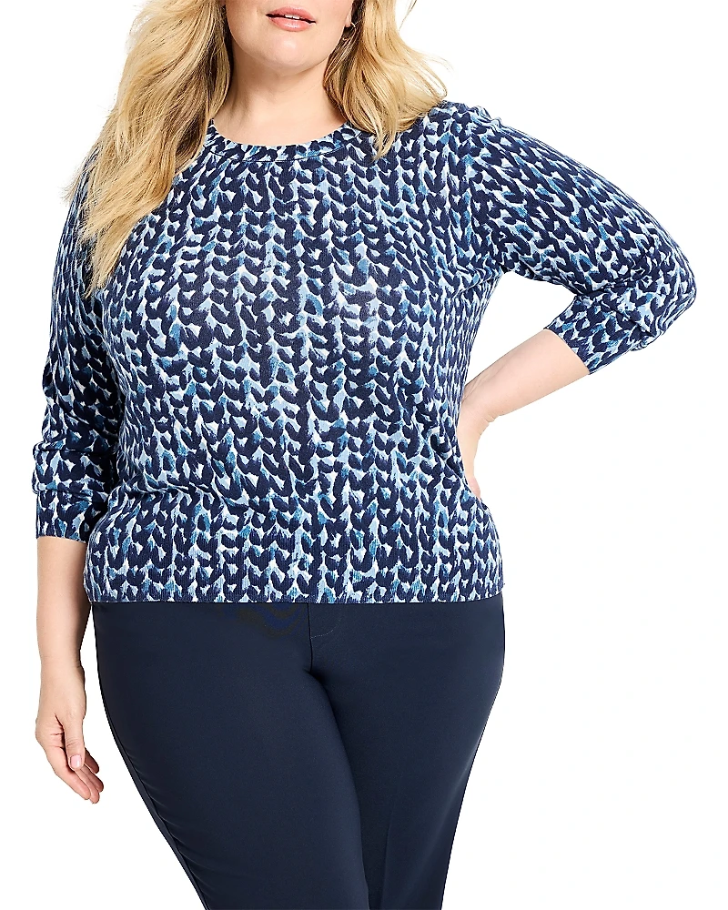 Nic+Zoe Plus Knit Stitch Round Neck Sweater