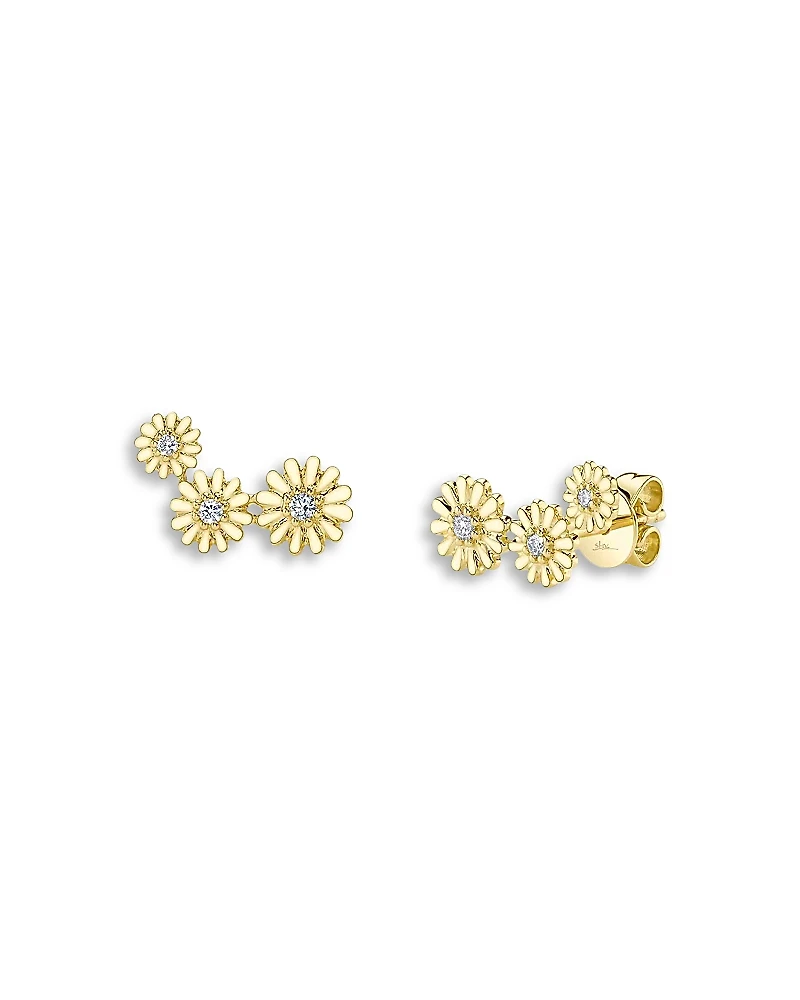 Moon & Meadow Diamond Flower Stud Earrings