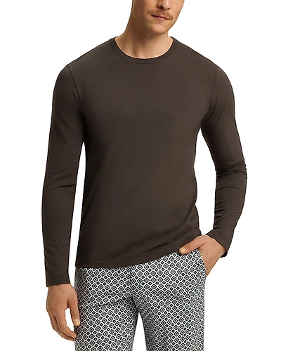 Hanro Cotton Solid Long Sleeve Pajama Tee